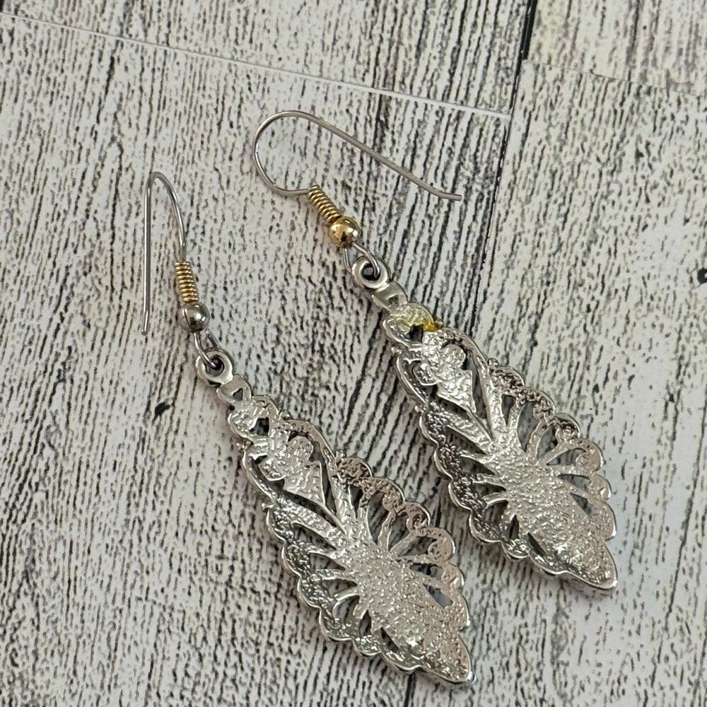 Turquoise Inlayed Dangle Earrings - Picture 4 of 4
